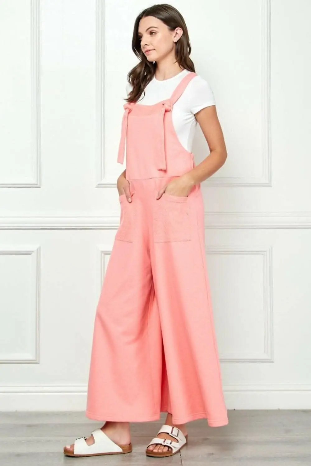 Veveret Wide Strap French Terry Overalls - Love Salve